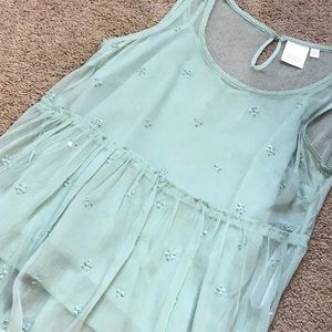 Teal tank with bead design